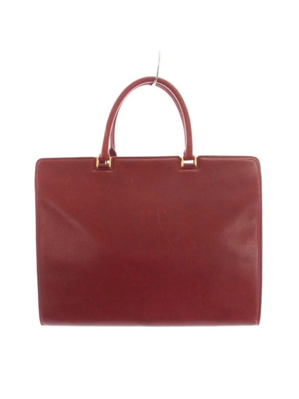 Gucci Tote Bag Business Briefcase Leather Red Embossed Logo YM
